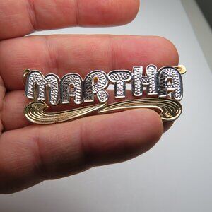 14k Gold Double Name Plate MARTHA Hand Made